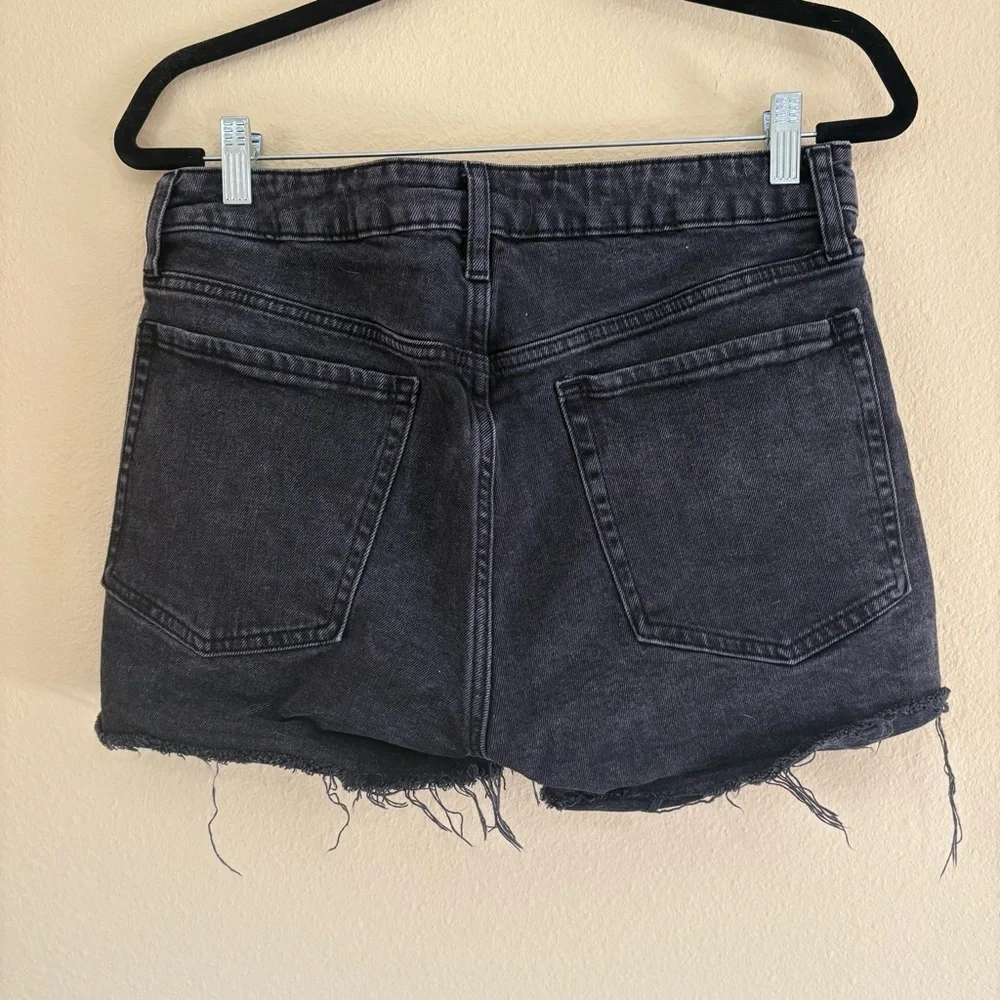 Distressed Black Denim Shorts